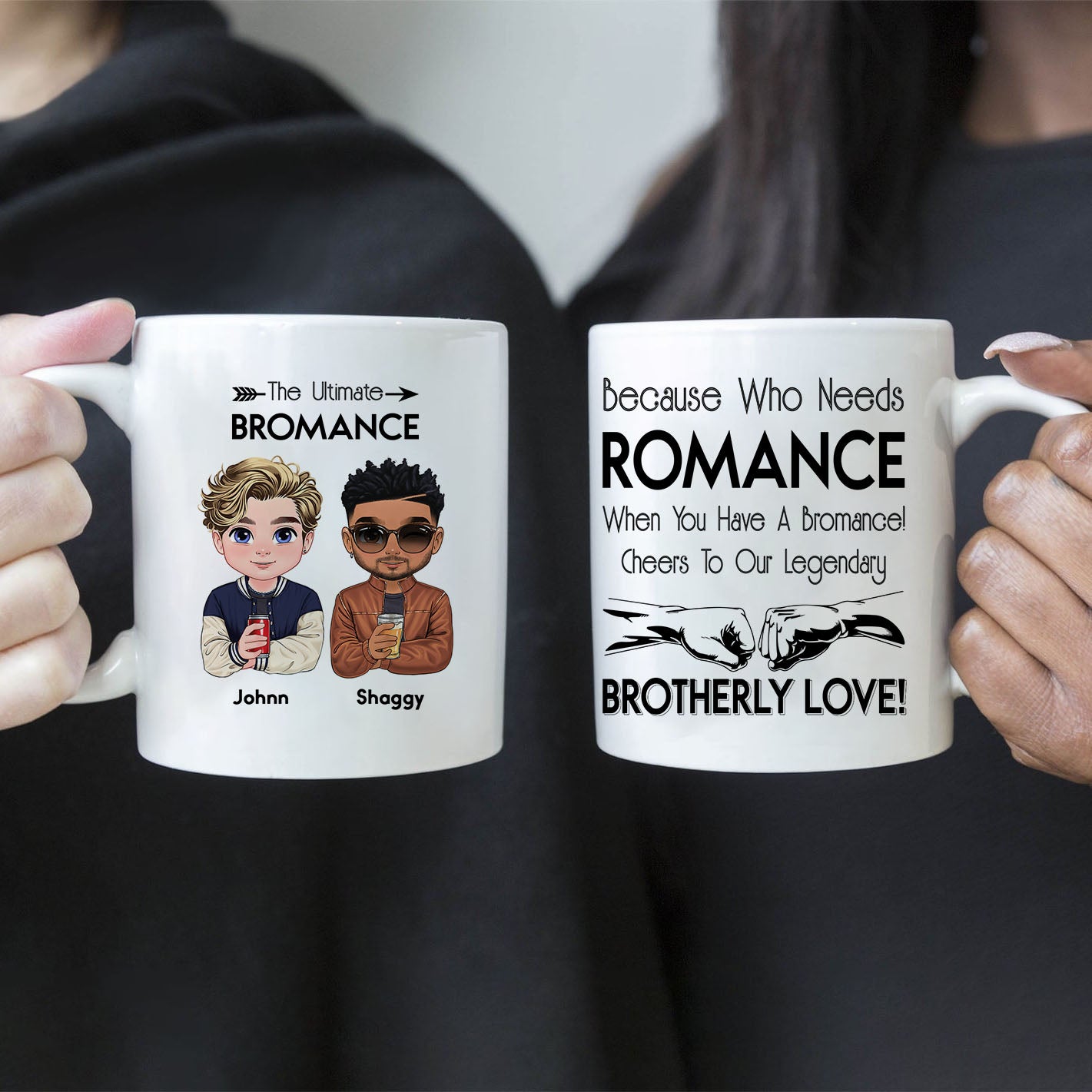 Saludos a nuestro legendario amor fraternal: tazas personalizadas para hermanos