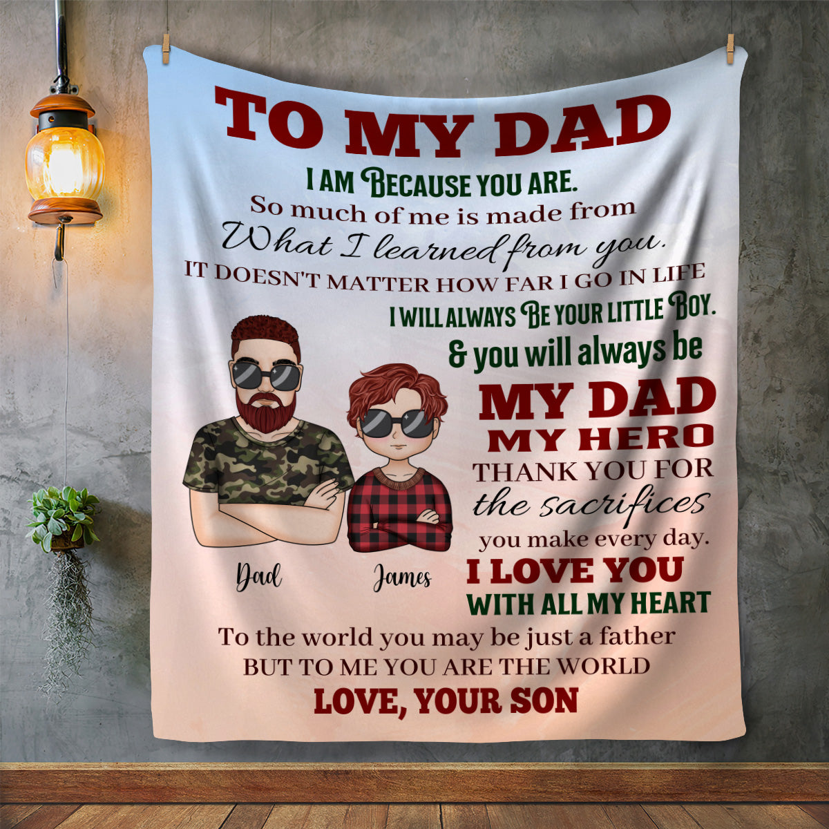 I Am Because You are- Personalized Blanket Gift For Dad From Son