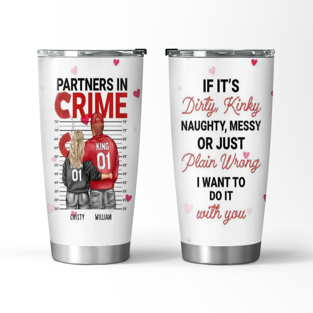 Socios en el crimen: vaso personalizado como regalo para parejas o amantes