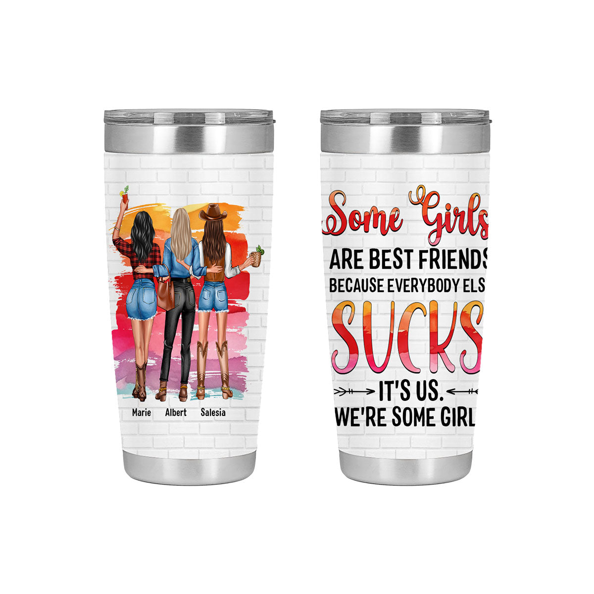 Algunas chicas son mejores amigas: vaso personalizado para mejores amigas