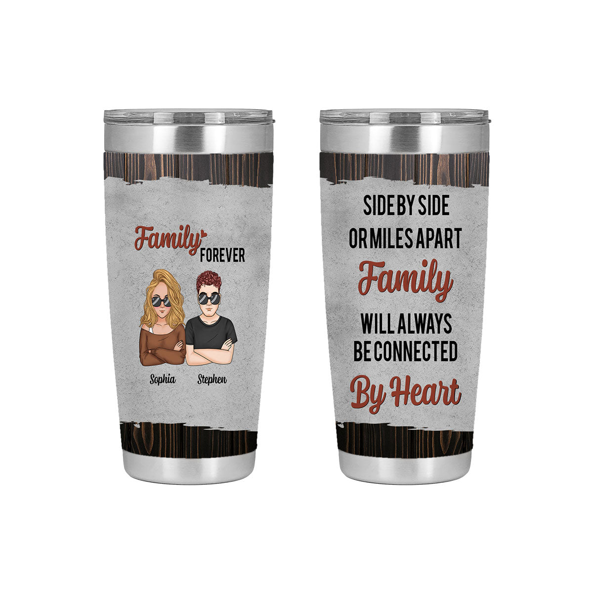 Side By Side Or Miles Apart Family-Tumbler Cups for Siblings